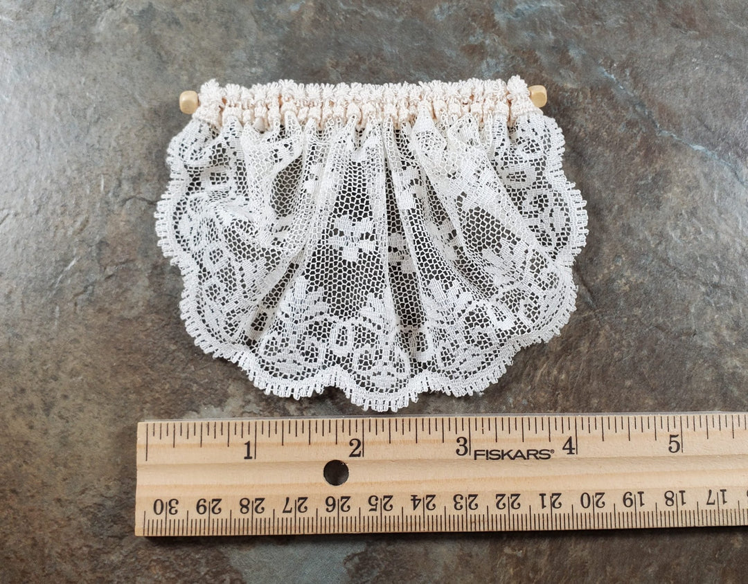 Dollhouse Valance Curtains Cream Lace Curtain Rod 1:12 Scale Miniature Handmade - Miniature Crush