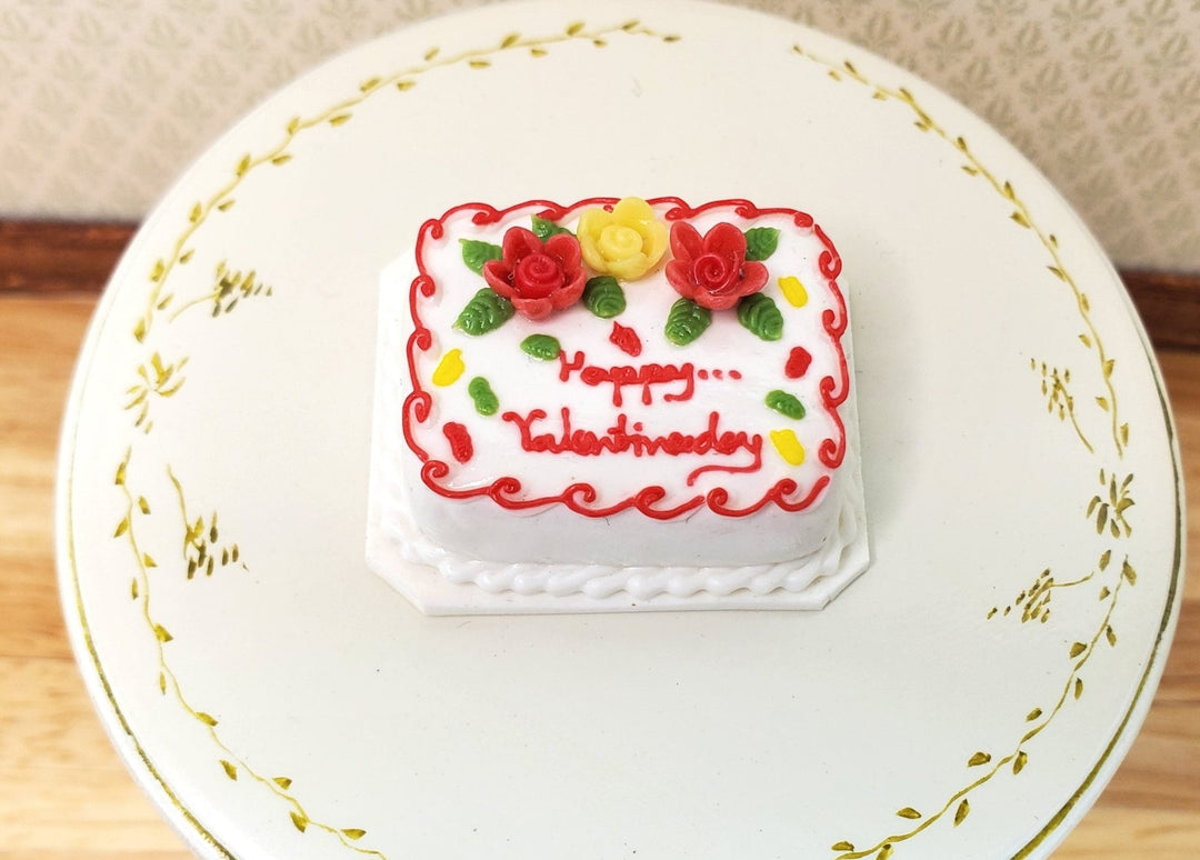 Dollhouse Valentine Sheet Cake 1:12 Scale Miniature Food Bakery Dessert - MiniatureCrush