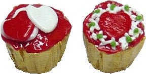 Dollhouse Valentines Cupcakes Set of 2 1:12 Scale Miniature Food Bakery - MiniatureCrush
