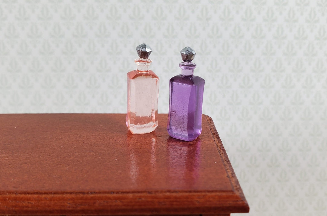 Dollhouse Vanity Bottles Jars x2 Purple and Pink 1:12 Scale by Falcon Miniatures - Miniature Crush