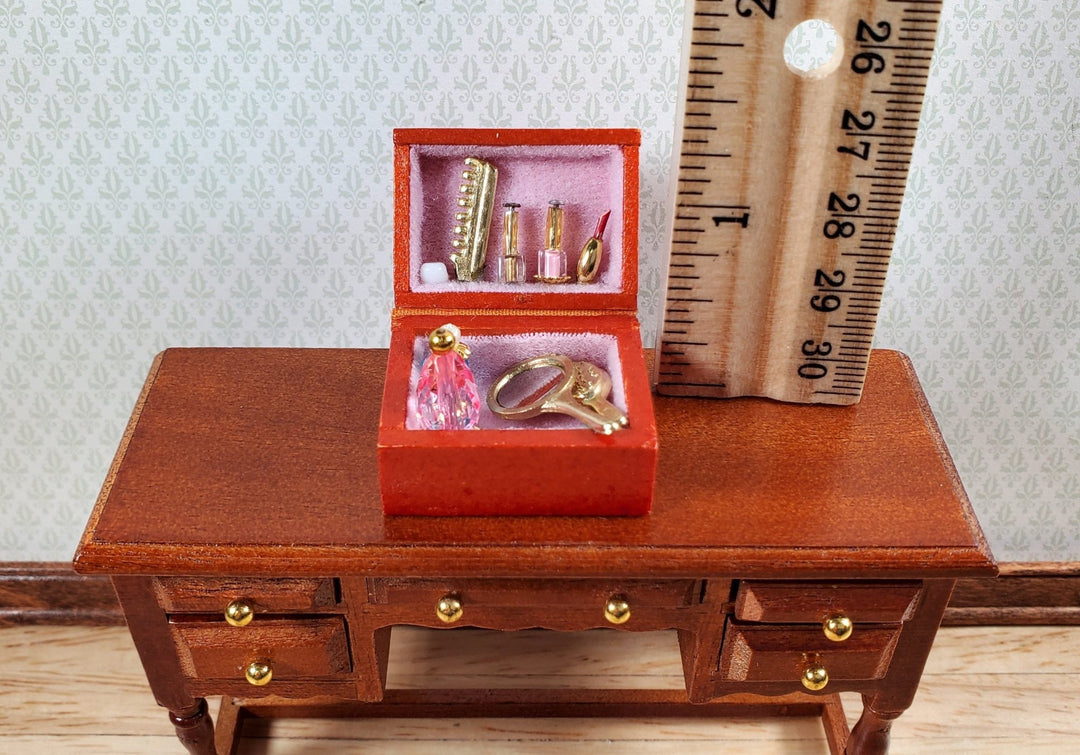 Dollhouse Vanity Dressing Table Set Mirror Comb Perfume 1:12 Scale Miniature - Miniature Crush