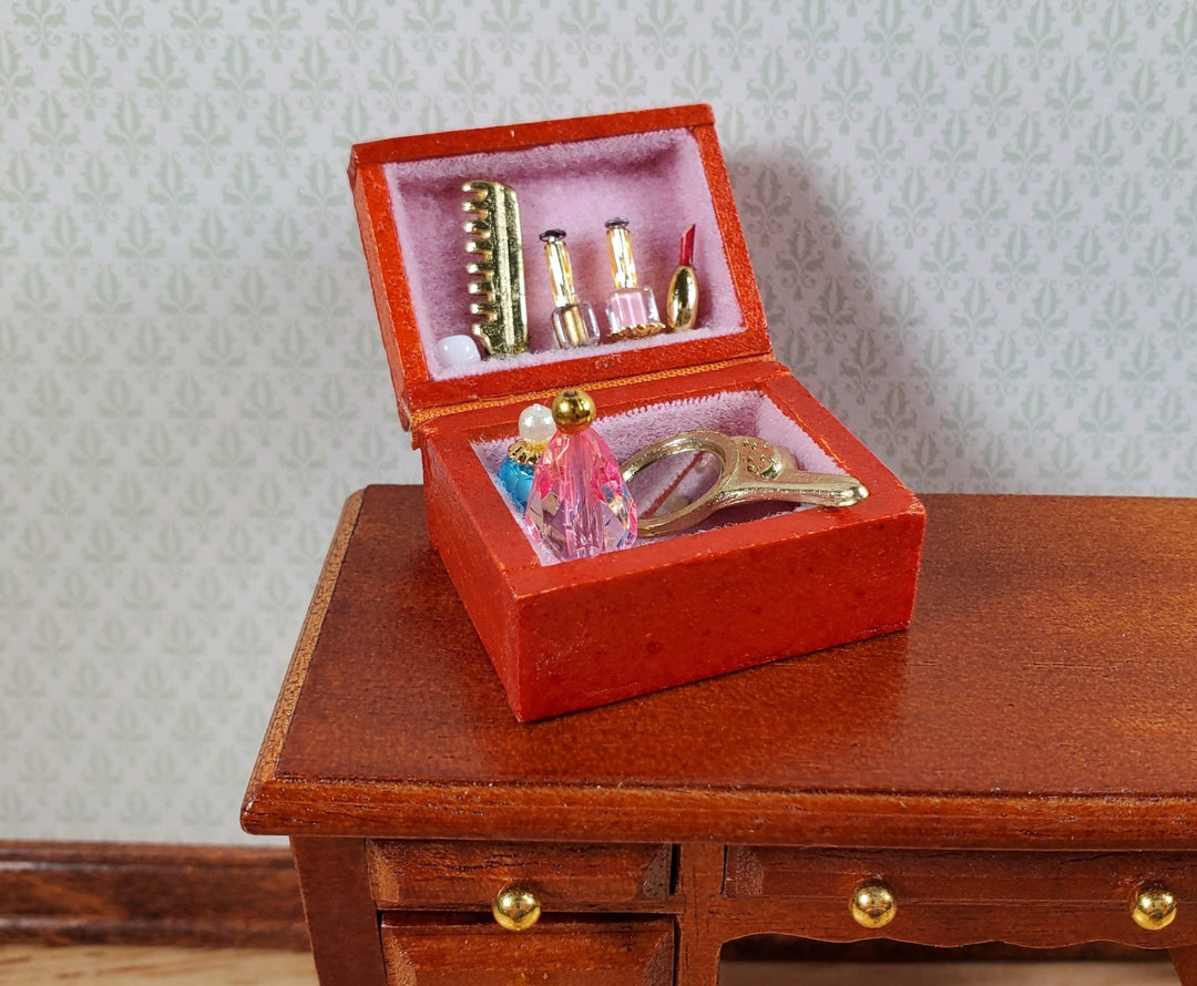 Dollhouse Vanity Dressing Table Set Mirror Comb Perfume 1:12 Scale Miniature - Miniature Crush