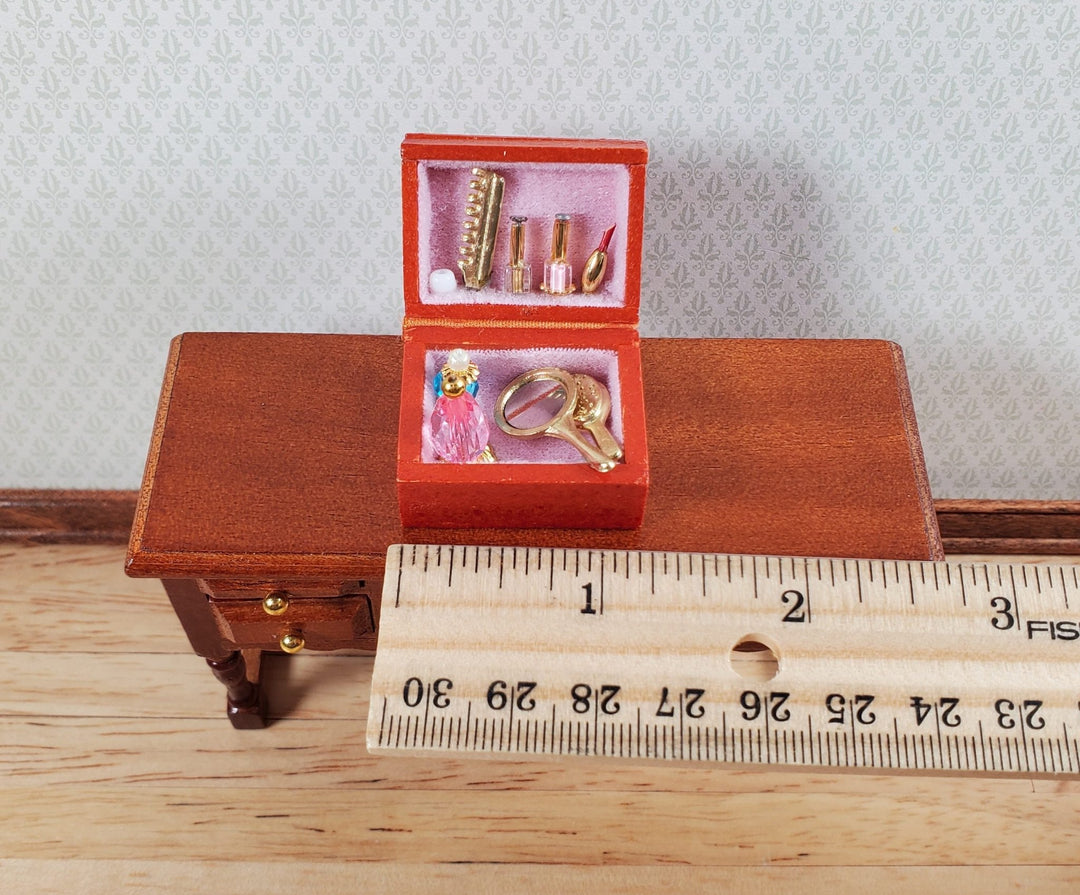 Dollhouse Vanity Dressing Table Set Mirror Comb Perfume 1:12 Scale Miniature - Miniature Crush