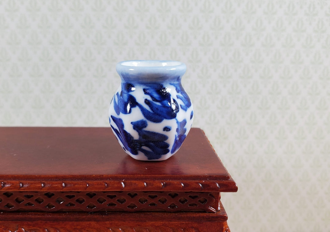 Dollhouse Vase Blue & White Decorative Planter Ceramic 1:12 Scale Miniature - MiniatureCrush