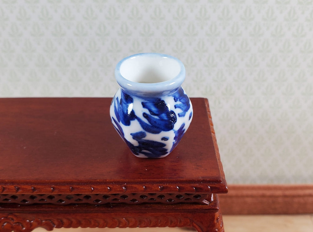 Dollhouse Vase Blue & White Decorative Planter Ceramic 1:12 Scale Miniature - MiniatureCrush