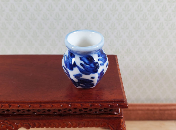 Dollhouse Vase Blue & White Decorative Planter Ceramic 1:12 Scale Miniature - MiniatureCrush