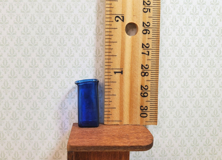 Dollhouse Vase Cobalt Blue Square Real Glass for Flowers 1:12 Scale Miniature - MiniatureCrush