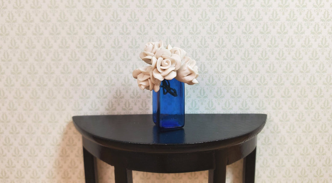 Dollhouse Vase Cobalt Blue Square Real Glass for Flowers 1:12 Scale Miniature - MiniatureCrush