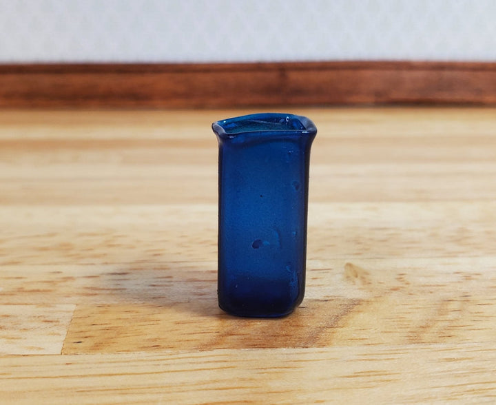 Dollhouse Vase Dark Blue Square Real Glass for Flowers 1:12 Scale Miniature - MiniatureCrush
