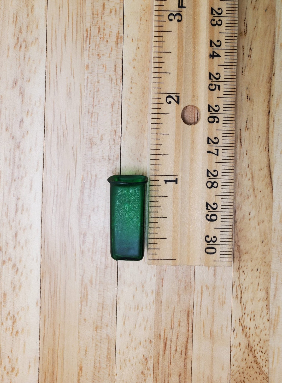 Dollhouse Vase Dark Green Square Real Glass for Flowers 1:12 Scale Miniature - MiniatureCrush
