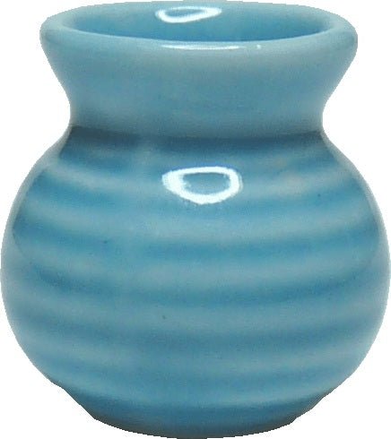 Dollhouse Vase Light Blue Ceramic Wide Mouth 1:12 Scale Miniature - MiniatureCrush