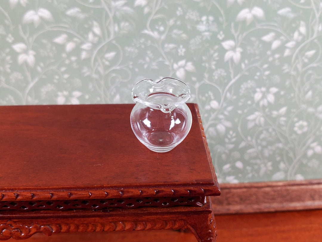 Dollhouse Vase or Fish Bowl Fluted Rim Clear Glass Round 1:12 Scale Miniature - Miniature Crush