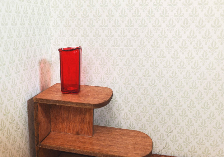 Dollhouse Vase Red Square Real Glass for Flowers 1:12 Scale Miniature - MiniatureCrush