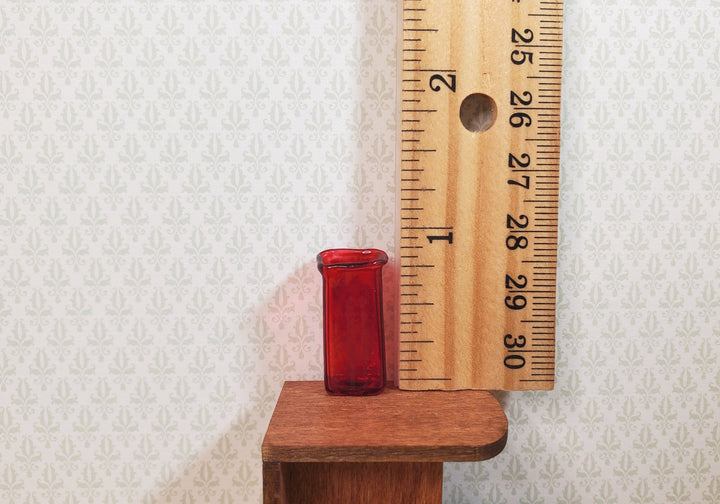 Dollhouse Vase Red Square Real Glass for Flowers 1:12 Scale Miniature - MiniatureCrush