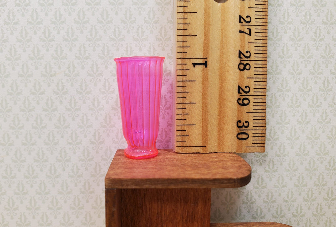 Dollhouse Vase Ridged Neon Pink Pedestal Vase 1:12 Scale Miniature - MiniatureCrush