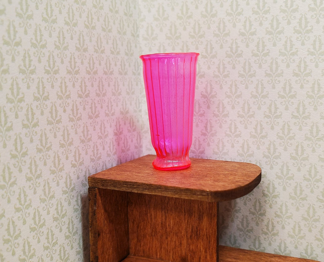 Dollhouse Vase Ridged Neon Pink Pedestal Vase 1:12 Scale Miniature - MiniatureCrush