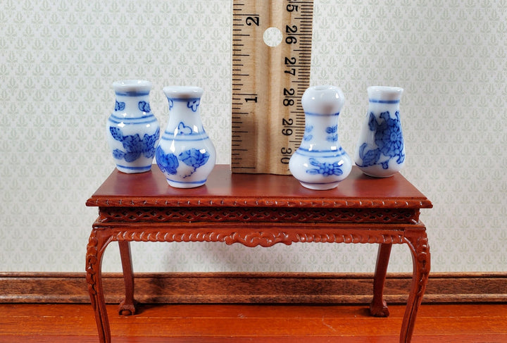 Dollhouse Vases Ceramic Blue & White Set of 4 1:12 Scale Miniature Accessories - Miniature Crush