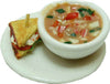 Dollhouse Vegetable Soup with Chicken Salad Sandwich 1:12 Scale Miniature Food