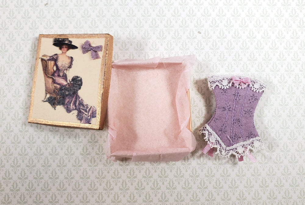 Dollhouse Victorian Corset in Box 1:12 Scale Miniature Clothes Decoration Purple - Miniature Crush