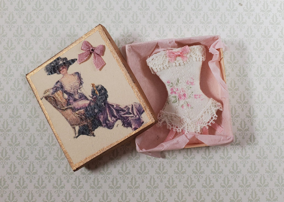 Dollhouse Victorian Corset in Box 1:12 Scale Miniature Clothes Decoration White - Miniature Crush