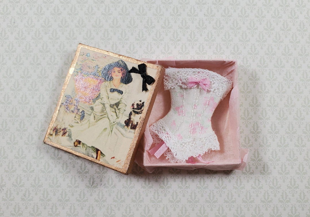 Dollhouse Victorian Corset in Gift Box 1:12 Scale Miniature Decor - MiniatureCrush