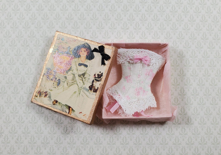 Dollhouse Victorian Corset in Gift Box 1:12 Scale Miniature Decor - MiniatureCrush