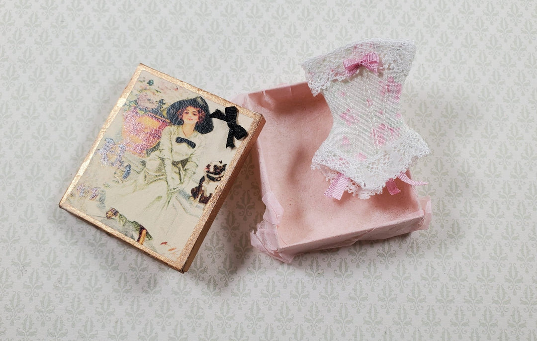 Dollhouse Victorian Corset in Gift Box 1:12 Scale Miniature Decor - MiniatureCrush
