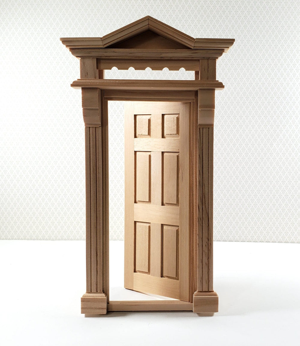 Dollhouse Victorian Door Exterior 6 Panel 1:12 Scale Miniature Entryway Wood - Miniature Crush