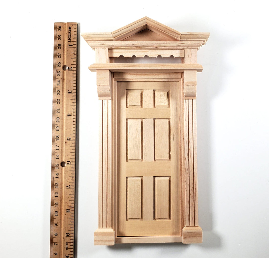 Dollhouse Victorian Door Exterior 6 Panel 1:12 Scale Miniature Entryway Wood - Miniature Crush