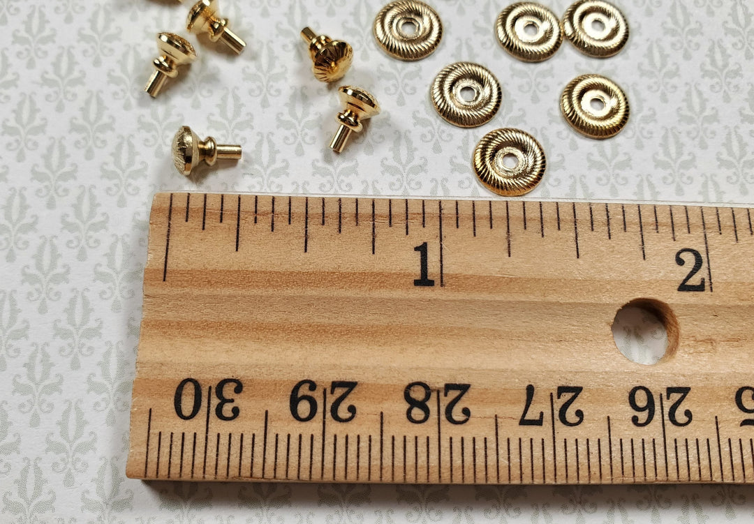 Dollhouse Victorian Door Knob or Drawer Pulls with Back Plate 8 pcs 1:12 Scale - MiniatureCrush