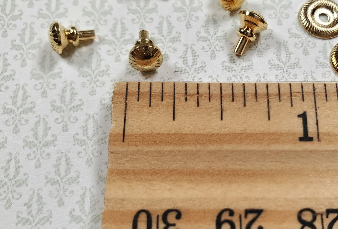 Dollhouse Victorian Door Knob or Drawer Pulls with Back Plate 8 pcs 1:12 Scale - MiniatureCrush