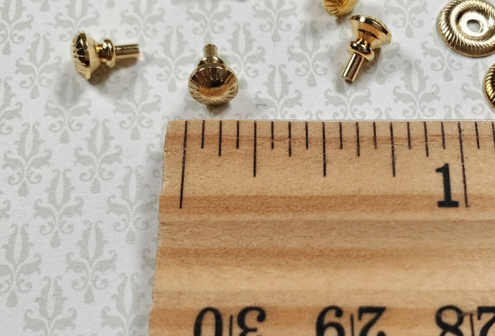 Dollhouse Victorian Door Knob or Drawer Pulls with Back Plate 8 pcs 1:12 Scale - MiniatureCrush