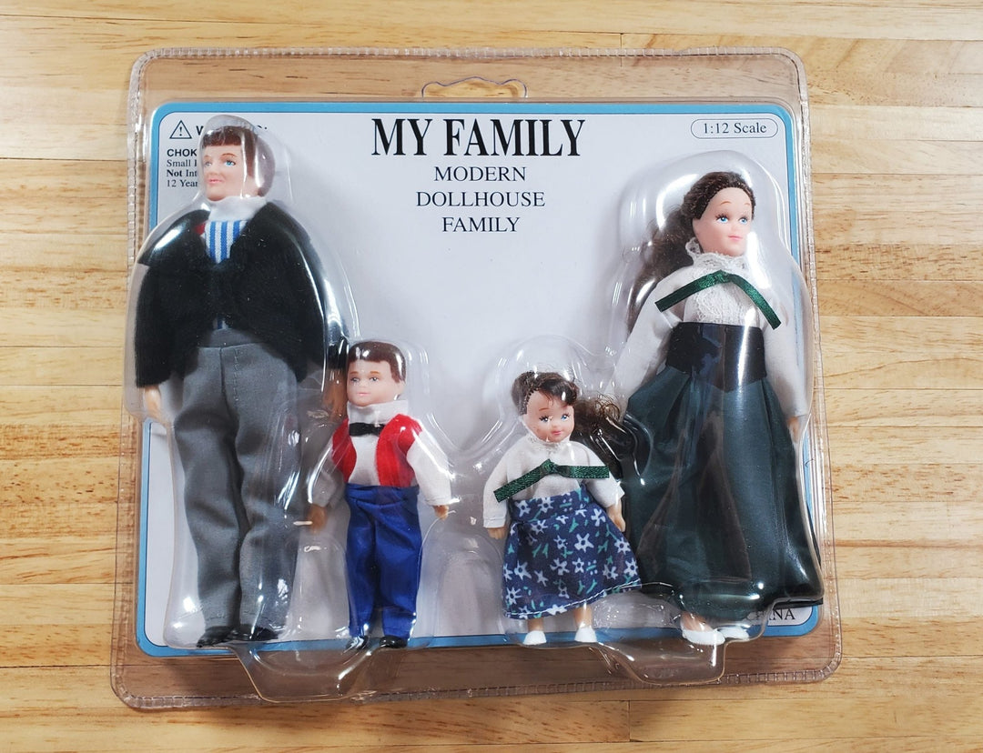 Dollhouse Victorian Family Dolls Dad Mom Daughter Son Poseable 1:12 Scale - MiniatureCrush