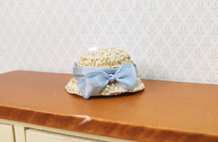 Dollhouse Victorian Hat Tan with White Roses Handmade 1:12 Scale Miniature - MiniatureCrush