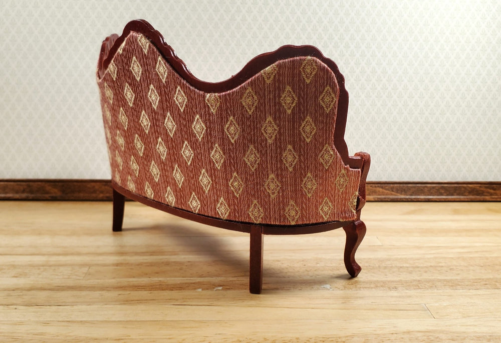 Dollhouse Victorian Heart Sofa Diamonds Dark Pink 1:12 Scale Miniature Furniture - MiniatureCrush