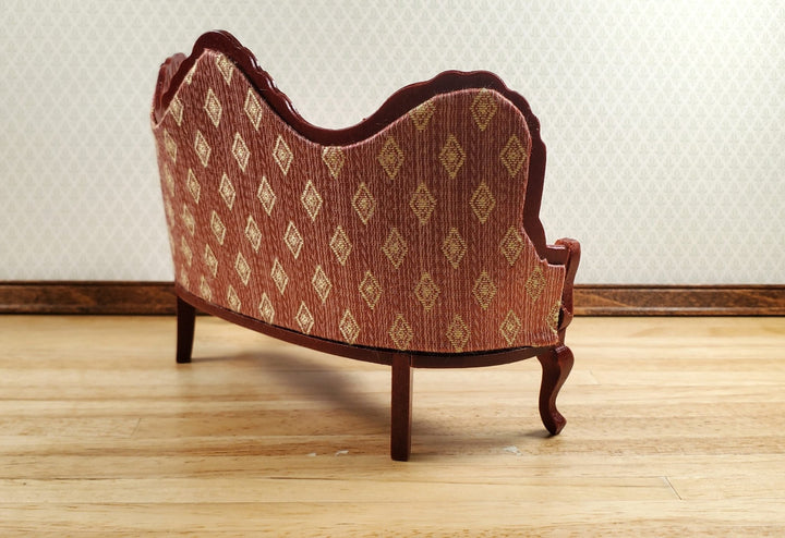 Dollhouse Victorian Heart Sofa Diamonds Dark Pink 1:12 Scale Miniature Furniture - MiniatureCrush