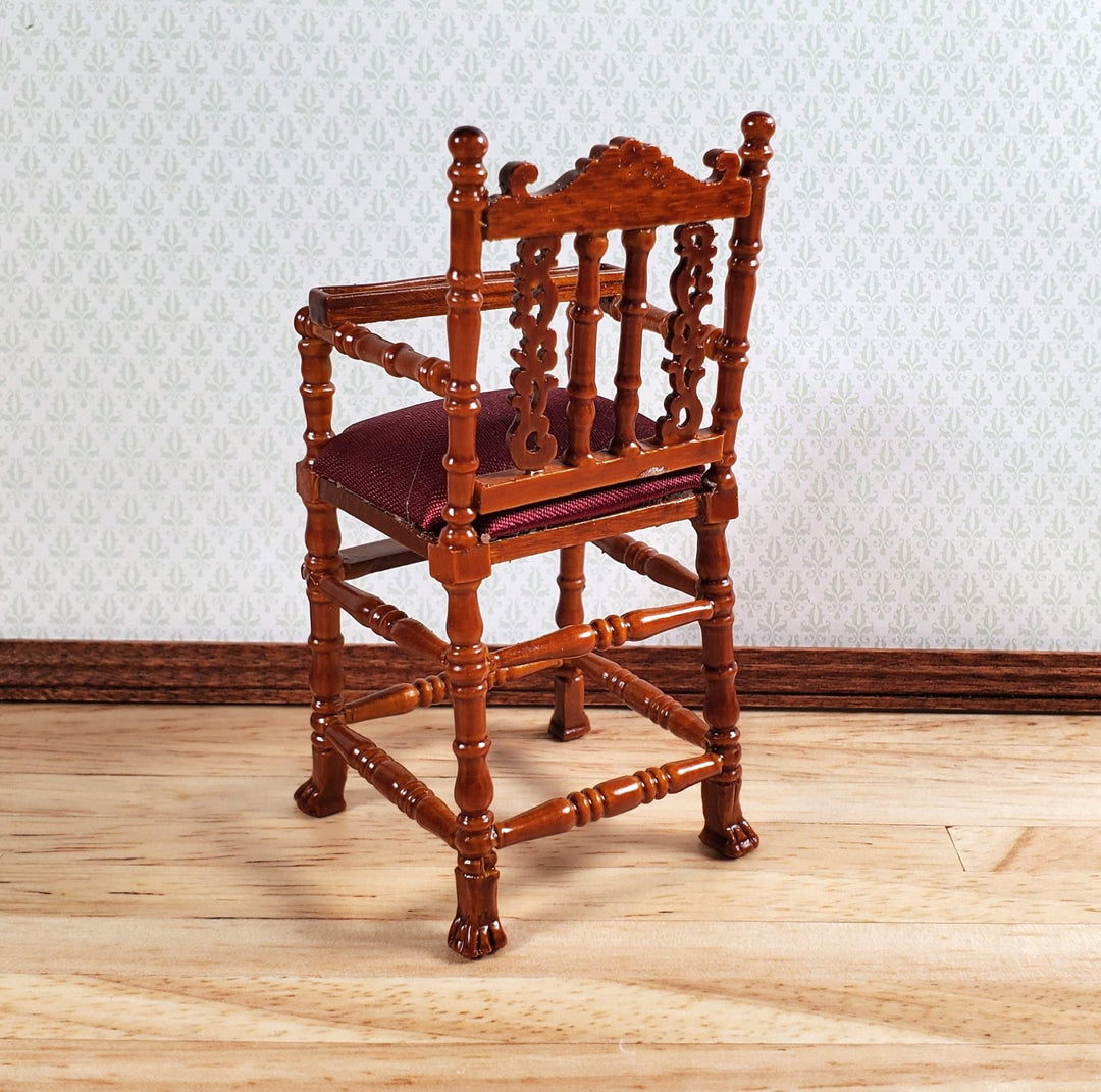 Dollhouse Victorian Highchair 1:12 Scale Miniature Furniture Wood Walnut Finish - Miniature Crush