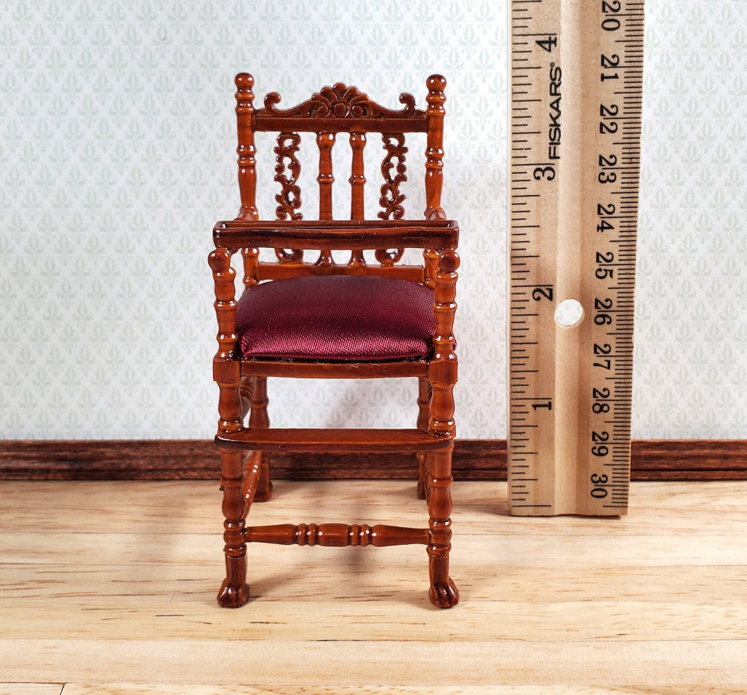 Dollhouse Victorian Highchair 1:12 Scale Miniature Furniture Wood Walnut Finish - Miniature Crush