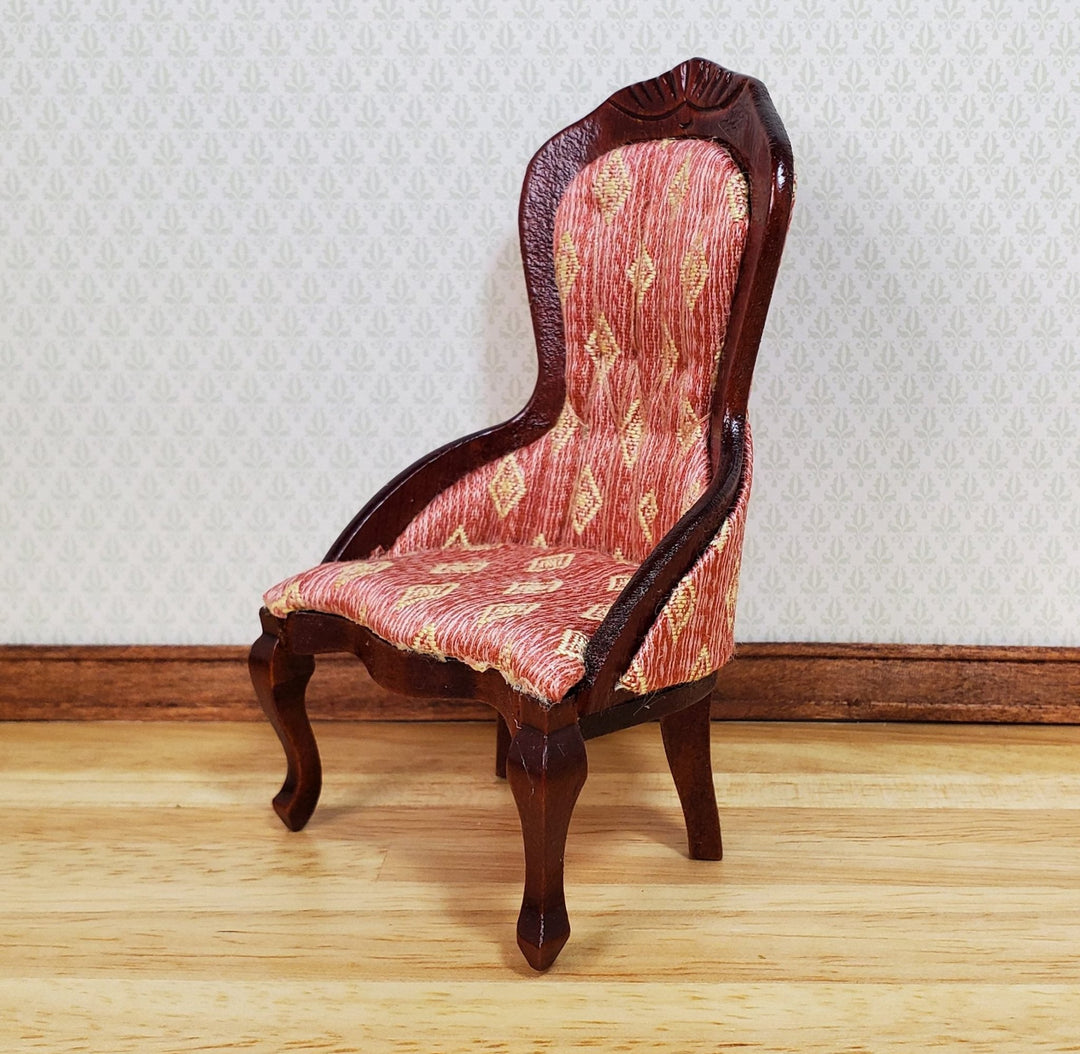 Dollhouse Victorian Ladies Chair Dark Pink 1:12 Scale Miniature Furniture - MiniatureCrush