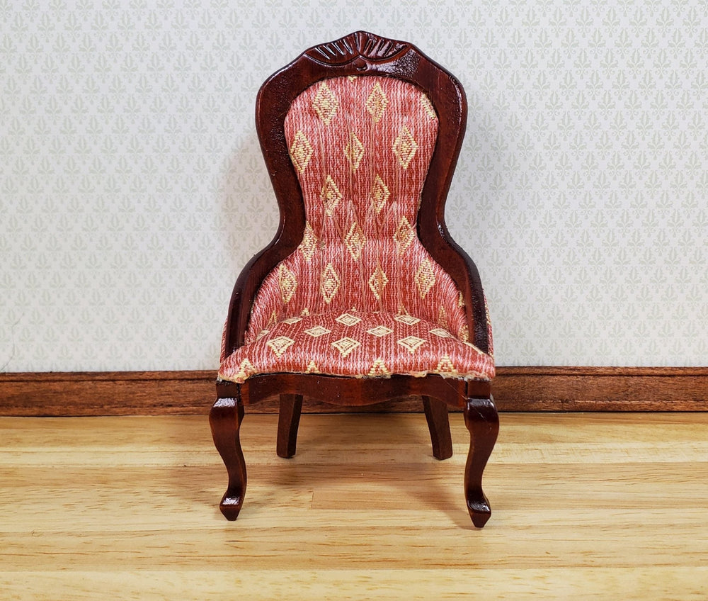 Dollhouse Victorian Ladies Chair Dark Pink 1:12 Scale Miniature Furniture - MiniatureCrush