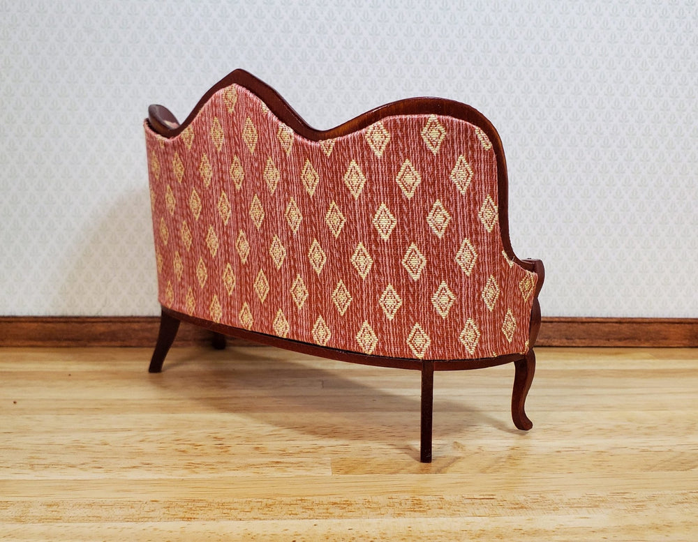 Dollhouse Victorian Sofa Couch Dark Pink 1:12 Scale Miniature Furniture - MiniatureCrush