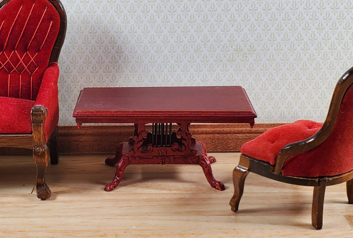 Dollhouse Vintage Coffee Table with Harp Detail 1:12 Scale by Hansson Miniatures - MiniatureCrush