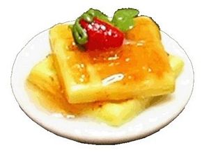 Dollhouse Waffles with Strawberry Topping 1:12 Scale Miniature Food Kitchen - MiniatureCrush