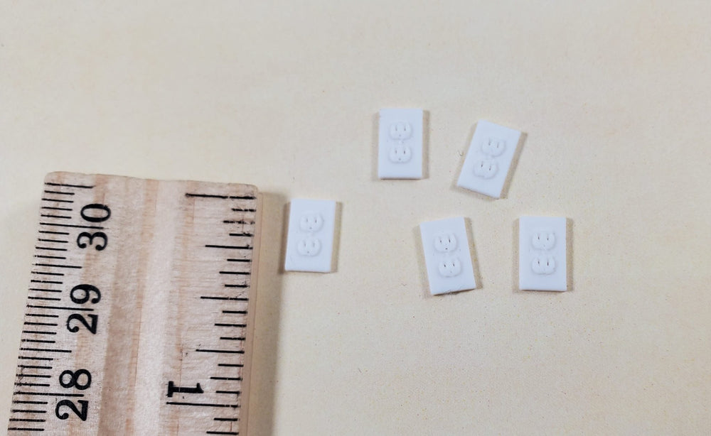 Dollhouse Wall Outlets Tiny Plug Set of 5 1:12 Scale Modern Miniatures - Miniature Crush