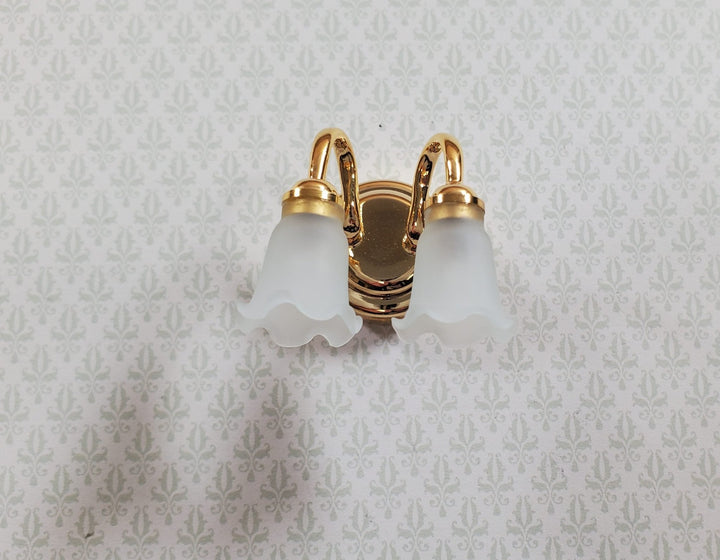Dollhouse Wall Sconce Frosted Flower Shades Wand Light 1:12 Miniature Battery - MiniatureCrush