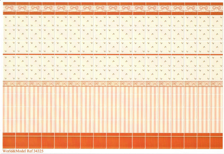 Dollhouse Wall Tiles Embossed Ruse Cream Peach 1:12 Scale Miniature World Model - MiniatureCrush