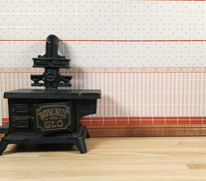 Dollhouse Wall Tiles Embossed Ruse Cream Peach 1:12 Scale Miniature World Model - MiniatureCrush