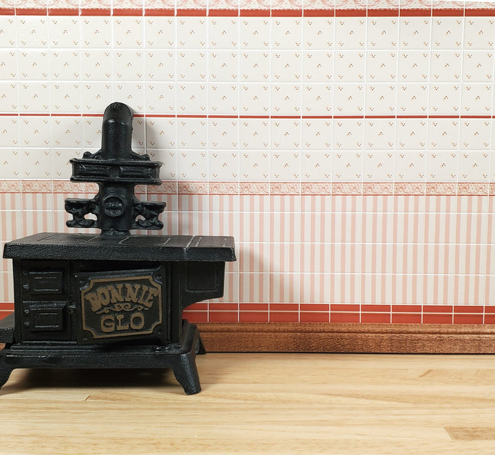 Dollhouse Wall Tiles Embossed Ruse Cream Peach 1:12 Scale Miniature World Model - MiniatureCrush
