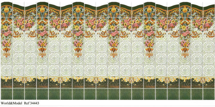 Dollhouse Wall Tiles Floral Embossed Art Nouveau Style 1:12 Scale Miniature - Miniature Crush