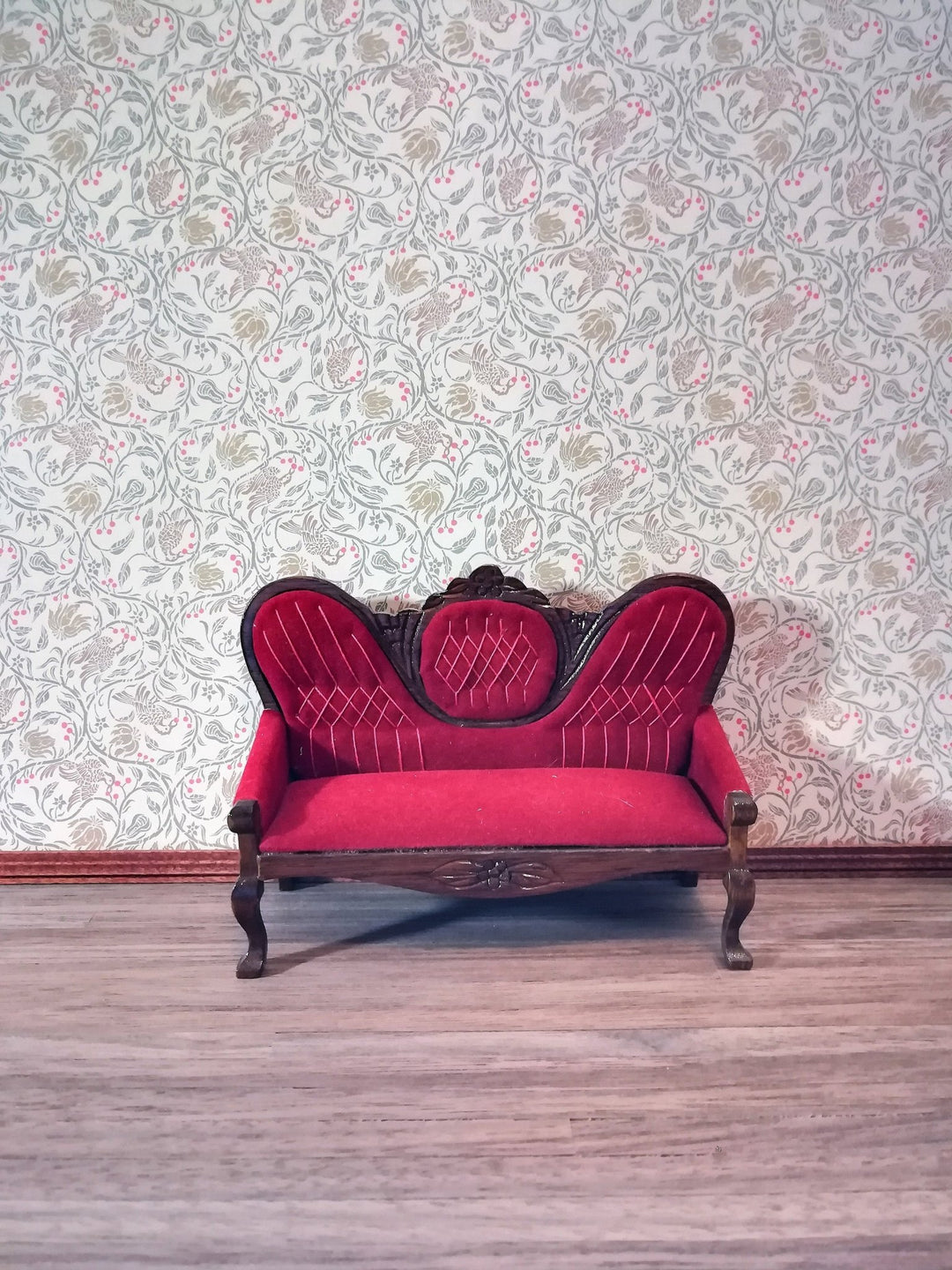 Dollhouse Wallpaper 3 Sheets Birds & Berries 1:12 Scale Victorian Art Nouveau - MiniatureCrush